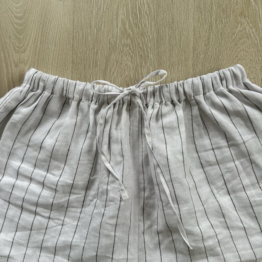 ELCE Swim Womens Shorts Linen Striped Pull On Pockets Ties - Picture 2 of 7